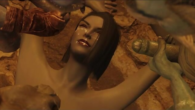 Busty Elf Gets Gangbanged By Rieklings