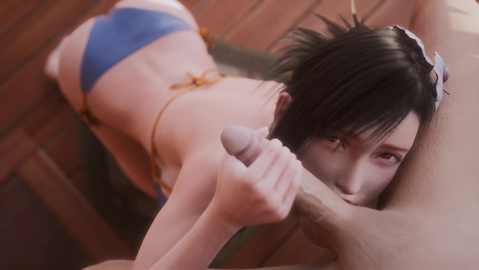 Tifa Lockheart Gives Cloud Strife A Well Deserved Blowjob By The Beach