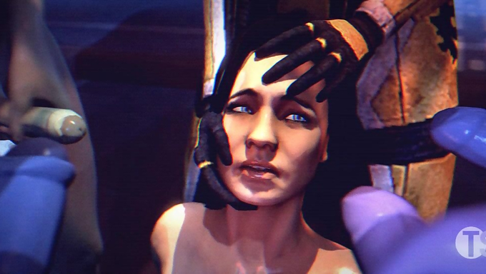 Captain Enyala Captures Miranda Lawson And Makes Her Eat Her Cum