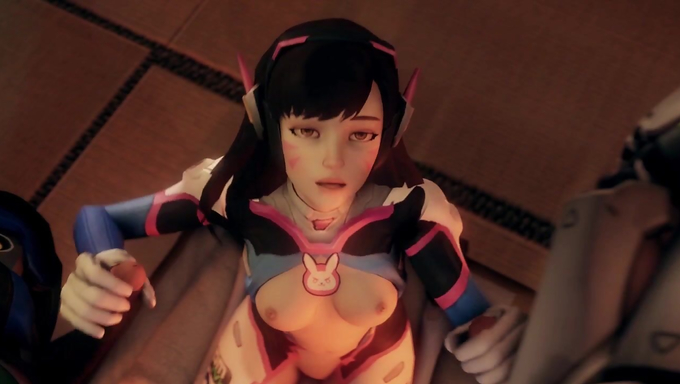 D.Va Gets Fucked By Soldier 76 And Gives Handjobs To Lucio And Genji