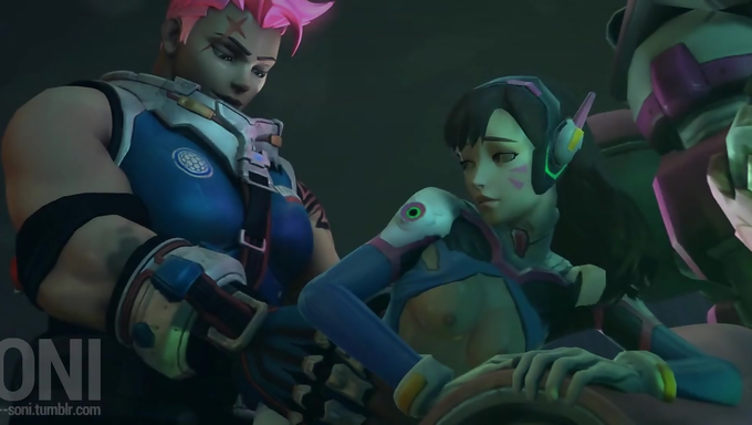D.Va Gets Fucked And Creampied By Zarya's Massive Cock