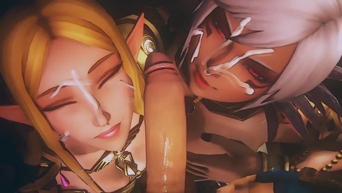 Princess Zelda And Cia Take Turns Sucking Link’s Cock