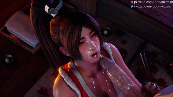 Mai Shiranui Receives A Massive Facial For Sucking A Huge Cock
