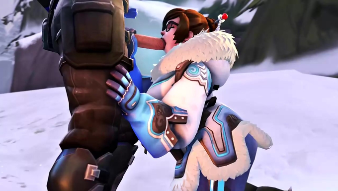 Mei Gives A Sloppy Blowjob Outside In Frosty Air