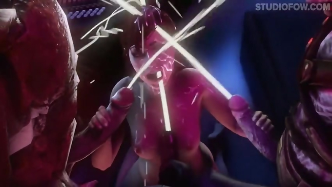 Commander Shepard Gets Gangbanged Hard By Huge Monster Cocks