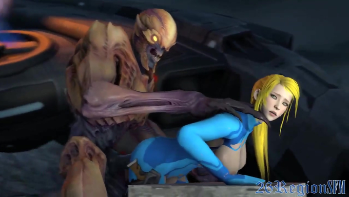 Samus Aran Gets Roughly Pounded By A Random Huge Alien