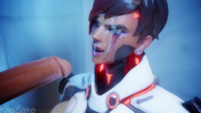 Sombra Deepthroats Reaper's Cock And Hacks Her Way Out