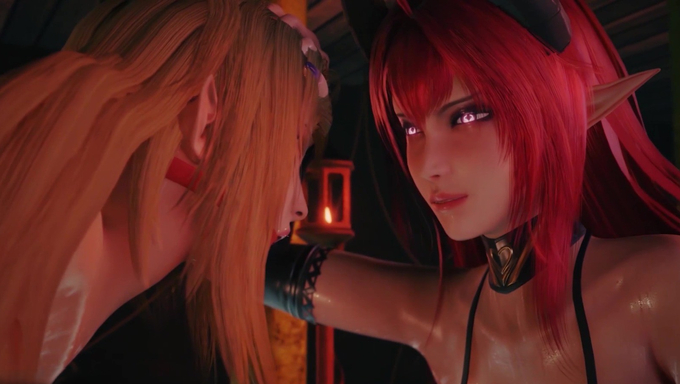 Sinia The Succubus Restrains An Elf And Tastes Her Pussy