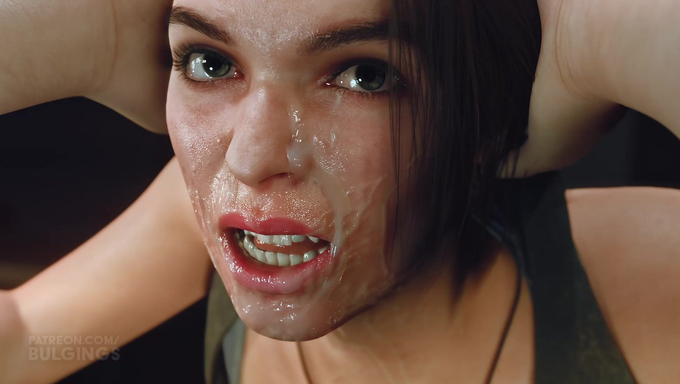 Jill Valentine Gets Facefucked And Takes A Massive Cum In Her Mouth