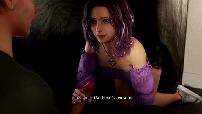 Purple Haired Babe Takes A Huge Load In Her Mouth