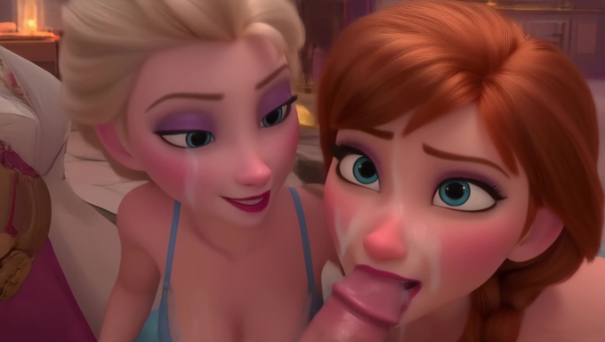 Elsa And Anna Love Sucking Cock And Receiving Hot Cum Facials
