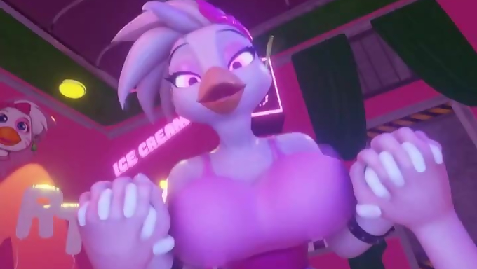 Toy Chica Rides A Cock Inside Her Playground