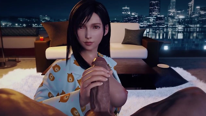 Tifa Lockhart Jerks Off A Cock And Craves For A Milky Cum