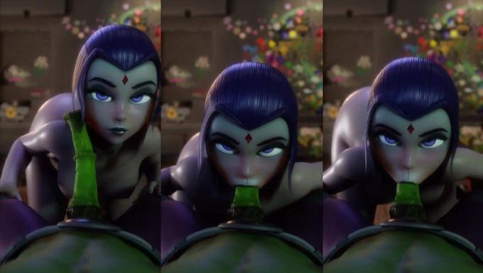 Raven Gives Beast Boy A Hot Slurp In POV