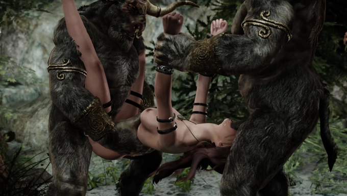 Archer Babe Gets Spitroasted By Minotaurs