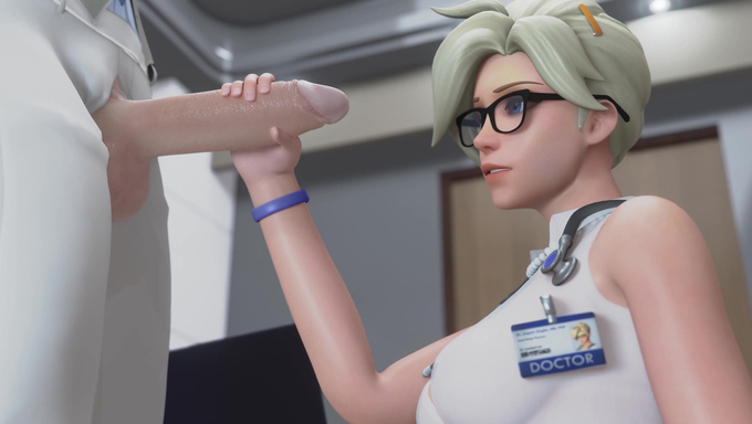 Doctor Mercy Strokes And Sucks A Huge Cock Then Receives A Huge Facial