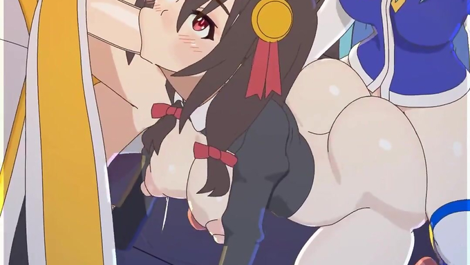 Yunyun Enjoys Darkness And Aqua's Huge Big Cock