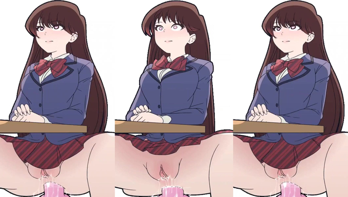 School Girl Shouko Komi Rides A Big Dildo Up In Her Ass