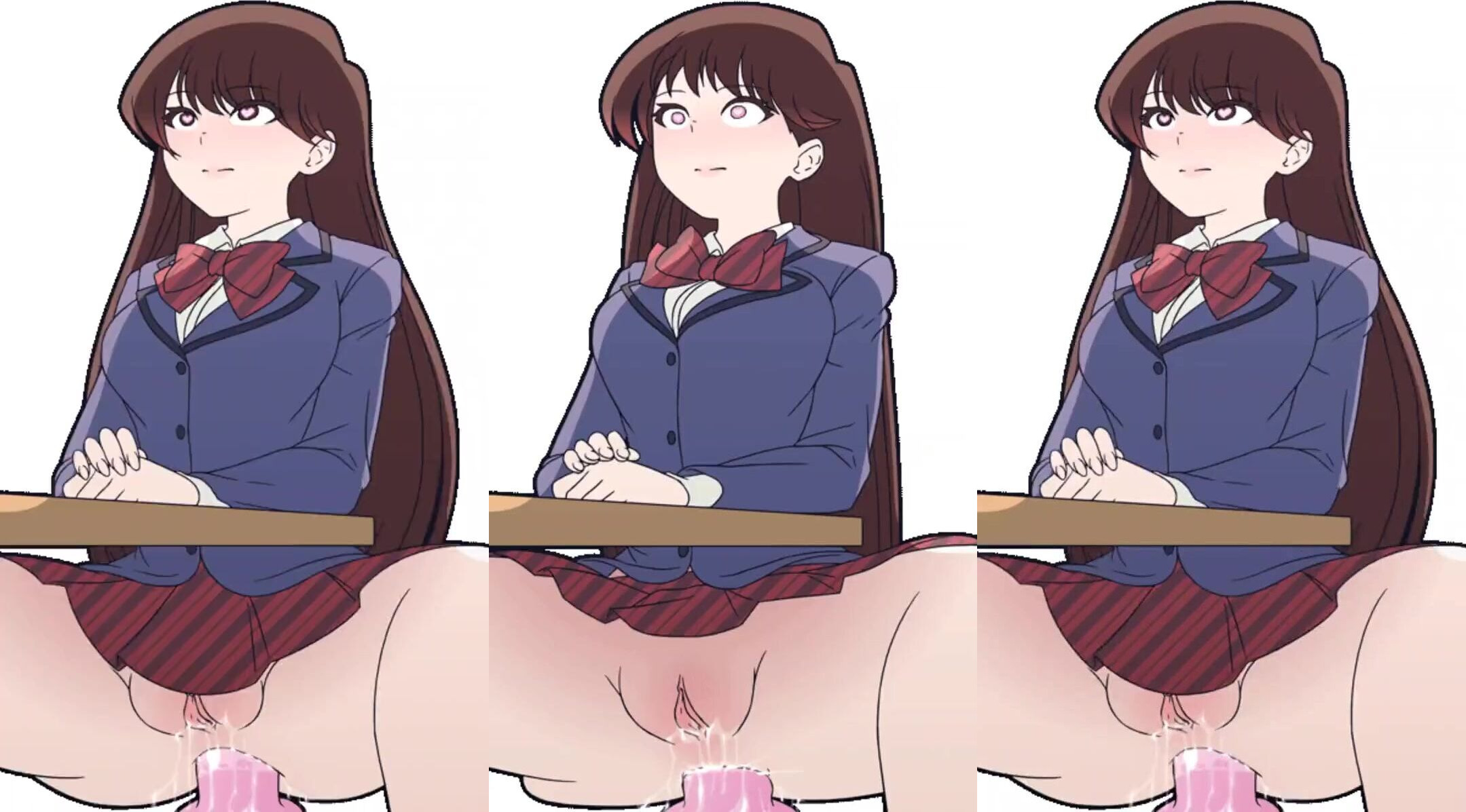 School Girl Shouko Komi Rides A Big Dildo Up In Her Ass