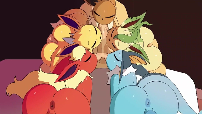 Eevee Evolutions Pleasure Their Master For A Pokemon Orgy