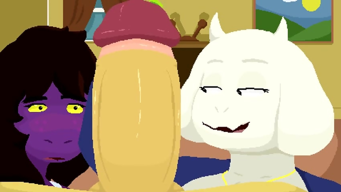 Susie And Toriel Share Kris' Dick In The Living Room