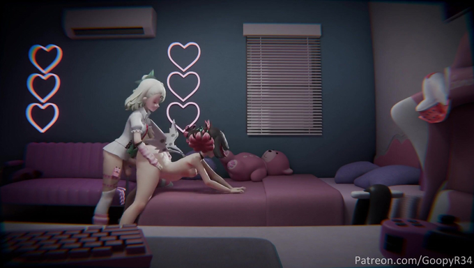 Nangong Yu Takes On Futanari Sunna's Cock In Her Room