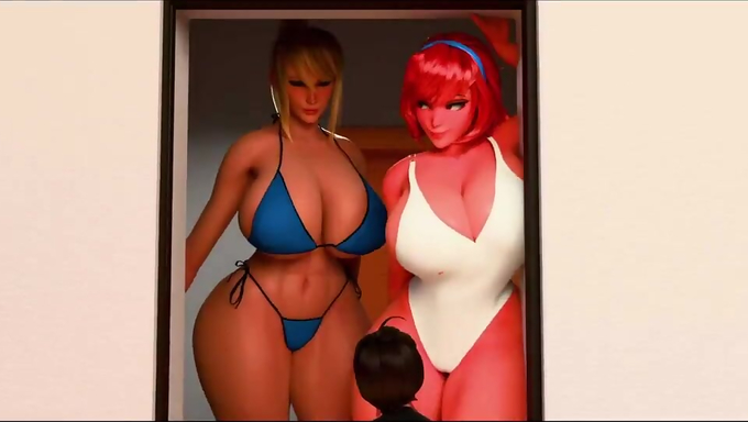 Giantess Samus Aran And Gwen Tennyson Fucks A Teenage Femboy's Big Cock