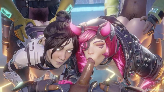 Wraith And Wattson Enjoy A Hardcore Fivesome With Their Horny Squad