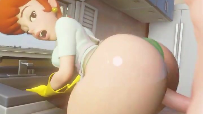Dexter's Mom Takes Hard Backshots After Washing Dishes