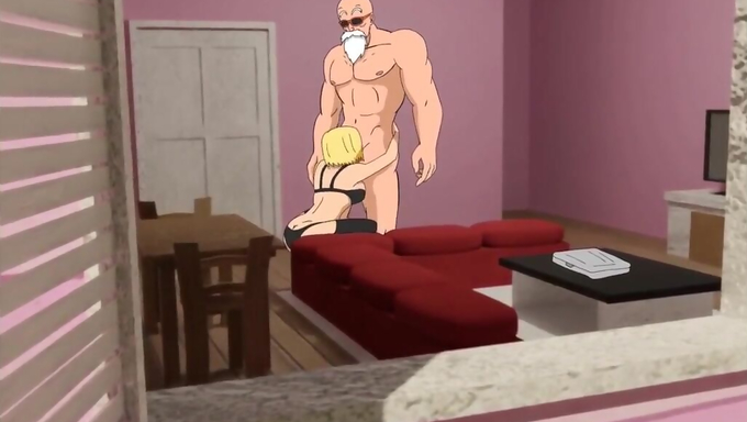 Master Roshi Tires Out Android 18 By Cumming On Her Pussy