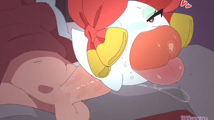 Lady Bow Sneaks Into Mario's House And Penetrates Herself With His Big Cock
