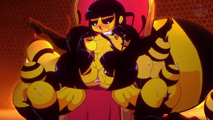 Queenie And Her Bee Friends Gather Sweet Bee Honey Cum Samples