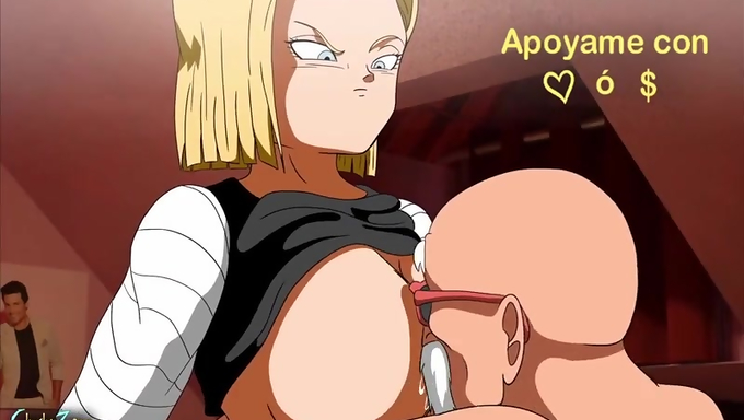 Android 18 Cheats On Krillin With Master Roshi's Massive Cock To Save Their Mortgage