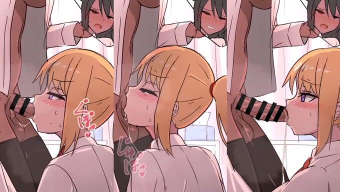 Shiwa Kou Lets Her Blonde Friend Suck Her Futa Cock