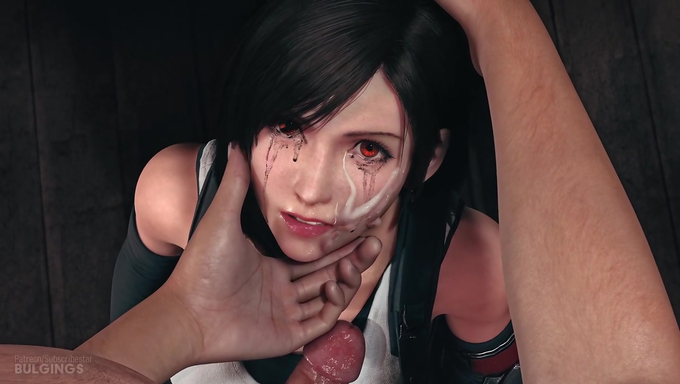 Tifa Lockhart Gets Down On Her Knees And Takes Two Huge Cumshots