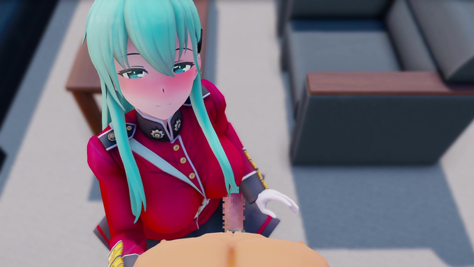 Subaru Hoshina Kneels In Uniform And Serves A Cock With Her Lips