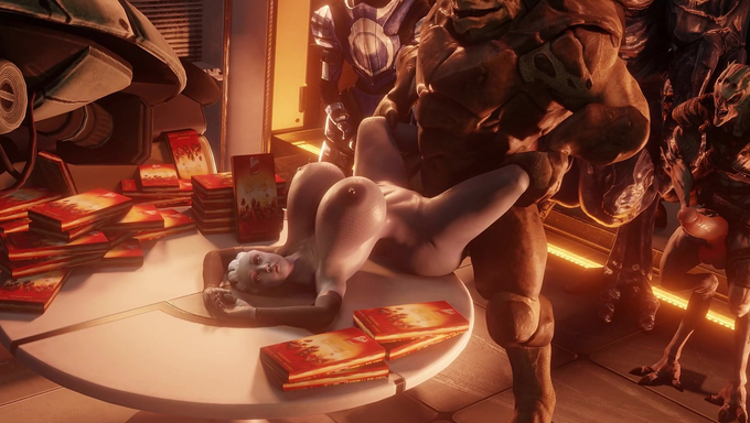 Liara T'Soni Gets Her Pussy Pounded On The Table While The Others Are Waiting