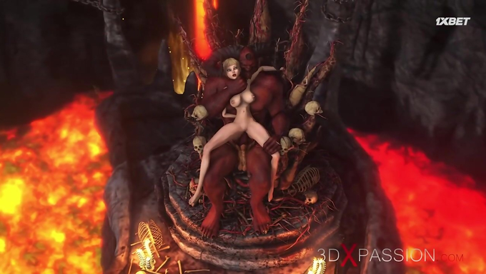 Petite Blonde Babe Offers Herself To Satan Then Gets Impregnated In Hell