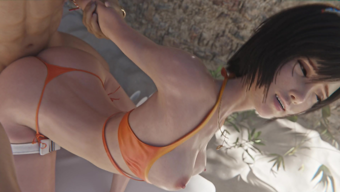 Yuffie Kisaragi Enjoys Sunbathing And A Creampie By The Beach