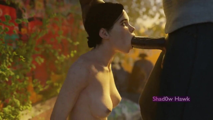 Ellie Williams Loves Blowing A Big Cock Outdoors