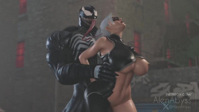 Black Cat Gets Penetrated And Creampied By Venom On The Streets