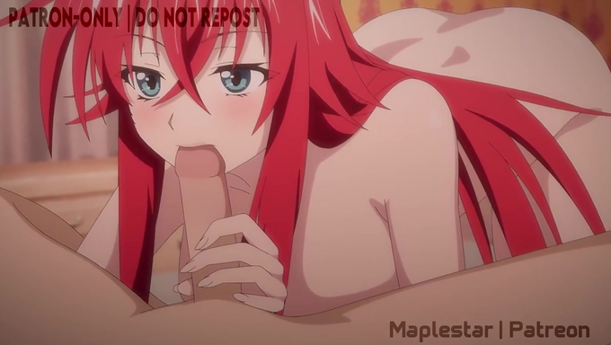 Rias Gremory Teases Issei Hyoudou Before Giving Him A Blowjob