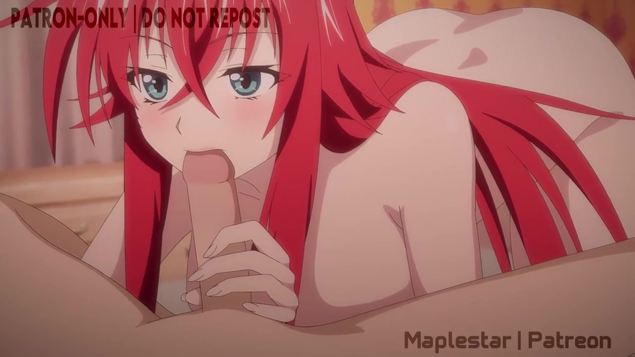 Rias Gremory Teases Issei Hyoudou Before Giving Him A Blowjob