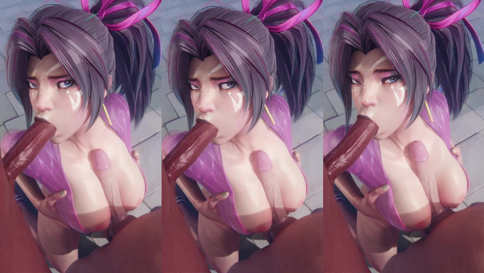 Psylocke Slurps On A Cock While Giving A Titjob After Her Stealth Run