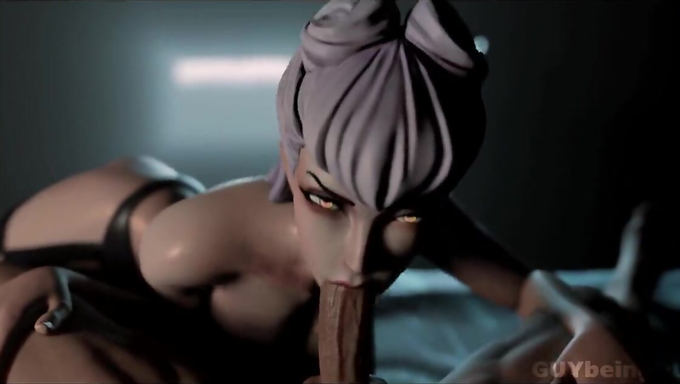 Evelynn Gets Her Mouth Filled While Giving A Blowjob On The Bed