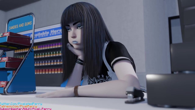 Bored Futa Lizzy Pounds A Futa Customer Inside The Futamart