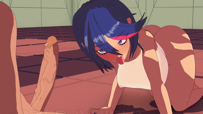 Ryūko Matoi's Body Gets Painted With Sticky Loads