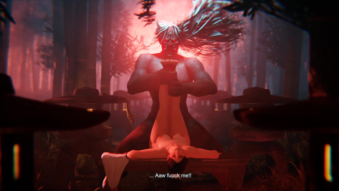 Ancient Demon Blasts A Huge Load On Mai Shiranui Under The Moonlight