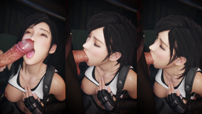 Tifa Lockhart Gives A Quickie Blowjob In A Dark Corner