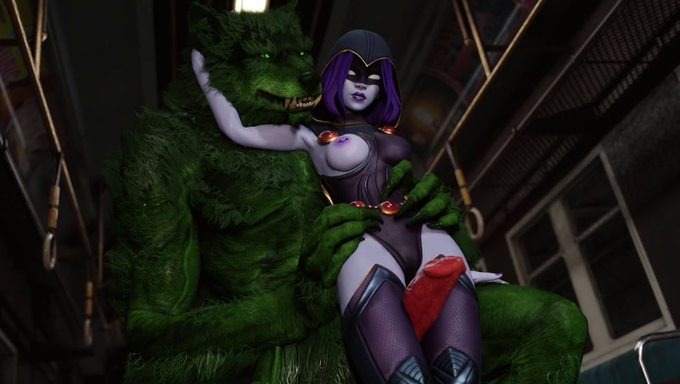 Raven Rides A Green Wolf's Cock During A Train Ride